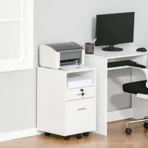 Image of Vinsetto Mobile File Cabinet Home Filing Furniture with Lock, Drawers and Adjustable Partition for Office and Living Room, 38.8x40x60cm, White