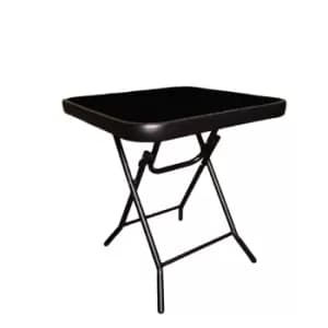 Image of Kingfisher Black Glass Folding Garden Side Table