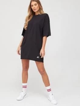 Image of adidas Recycled Cotton T-Shirt Dress - Black, Size S, Women