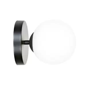 Image of Ragi Black Globe Wall Lamp with White Glass Shades, 1x E14