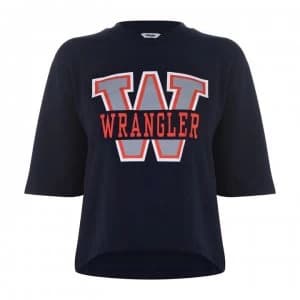 Image of Wrangler Boyfriend Crop T Shirt - Navy