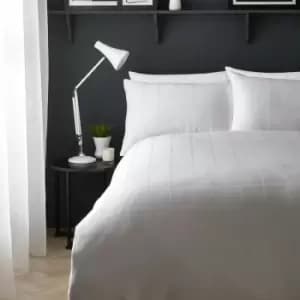 Image of Sorelle Check 100% Cotton 200 Thread Count Duvet Cover Set, White, Super King - Appletree Boutique