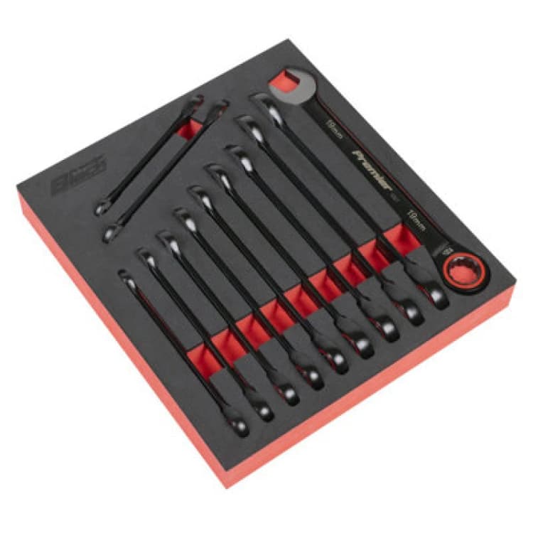 Image of Sealey Premier Black 12 Piece Ratchet Combination Spanner Set AK63940B