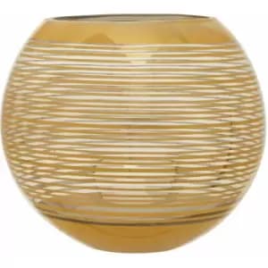 Image of Premier Housewares - Gold Finish Decorative Vase/ Accentuated With Stripe Design And Contrasting Rim / Glass Vases For Decoration 25 x 20 x 25