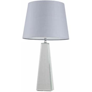 Image of Chrome & Mirrored Table Lamp + Grey Shade