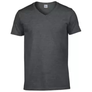 Image of Gildan Mens Soft Style V-Neck Short Sleeve T-Shirt (2XL) (Dark Heather)