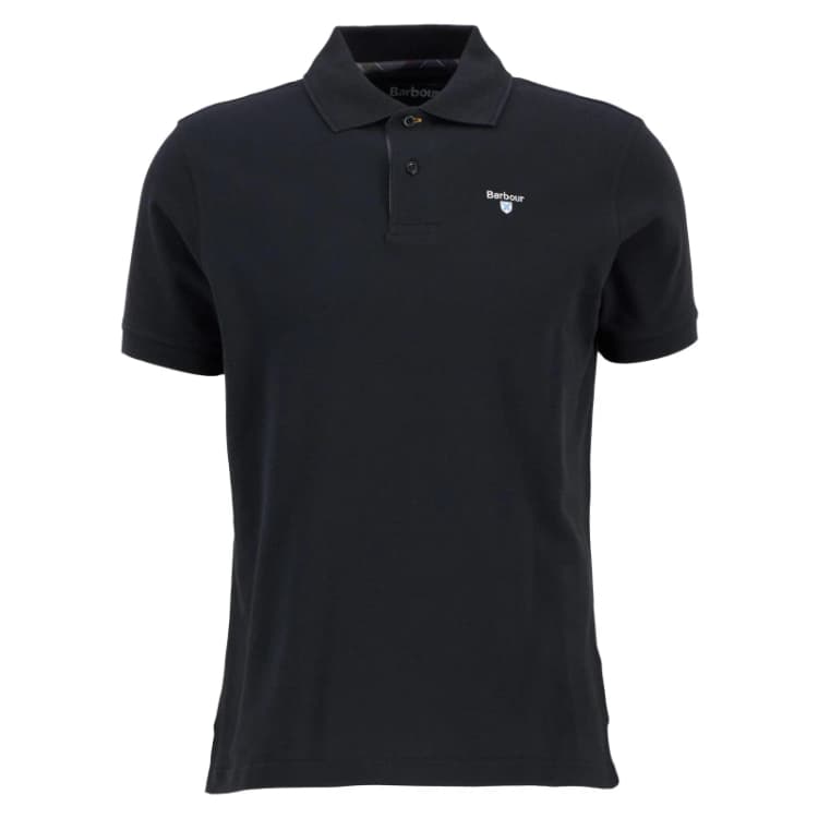 Image of Barbour Tartan Pique Polo Shirt - Black 2XL