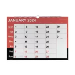 Image of Wirebound Month To View Calendar A3 2024 KFYC2324