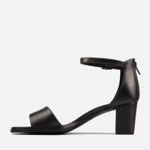 Image of Clarks Womens Kaylin 2 Part Leather Block Heels - Black - UK 8