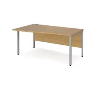 Image of Office Desk Left Hand Wave Desk 1600mm Oak Top With Silver Frame Maestro 25 MB16WLSO