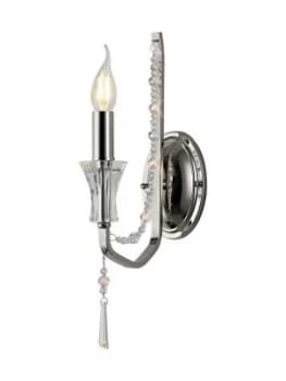 Image of Wall Lamp 1 Candle Light E14 Polished Chrome, Crystal