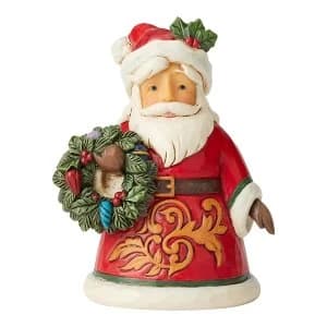 Image of Santa Holding Wreath Mini Figurine