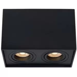 Image of Lucide TUBE - Rectangle Surface Mounted Ceiling Spotlight - 2xGU10 - Black