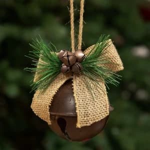Image of Jingle Bell Hanging Tree Decoration with Jute Bow