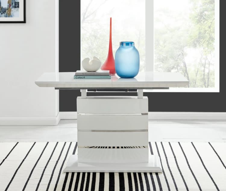 Image of FurnitureboxUK FurnitureboxUK Renato 120cm 4 / 6 Seat Modern High Gloss Extending Dining Table in White White One Size Unisex 5056542636431