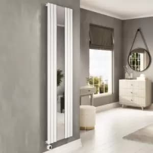 Image of White Electric Vertical Designer Radiator 1.2kW with Mirror and WiFi Thermostat - H1800xW500mm - IPX4 Bathroom Safe