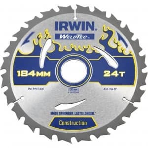 Image of Irwin Weldtec Construction Saw Blade 184mm 24T 30mm