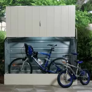 Image of 6'4 x 2'9 Trimetals Ramped Metal Bike Shed - Cream (1.95m x 0.88m)