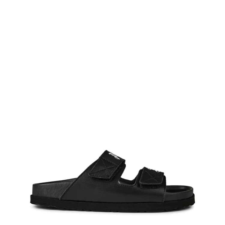 Image of Palm Angels Logo Touch-Strap Slides Juniors Black/White male 3.5 (36)