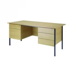 Image of Serrion Ferrera Oak 1500mm Four Leg Desk with Double Pedestal KF838380