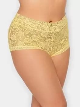 Image of Yours Floral Lace Shorts, Yellow, Size 14-16, Women