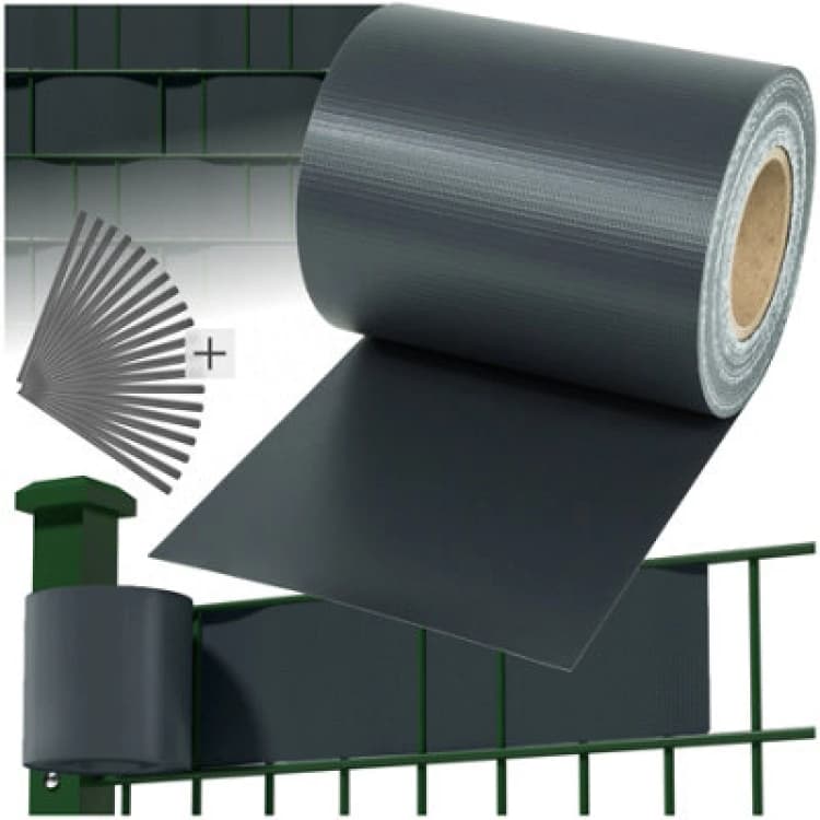 Image of Tectake Privacy Film - Double-Sided Print, Opaque And Tear-Resistant, Fastening Clips Included - 35 M Anthracite
