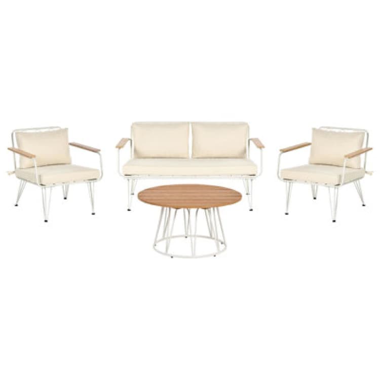 Image of Beliani Garden Lounge Set With Table 4 Seater Montesilvano Metal Light Beige