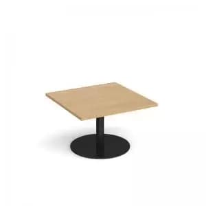 Image of Monza square coffee table with flat round Black base 800mm - oak