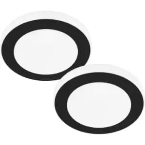 Image of 2 PACK Wall Flush Ceiling Light Colour Black White Shade White Plastic LED 11W