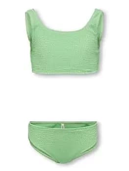 Image of Only Kids Girls Textured Bikini - Paradise Green, Size Age: 9-10 Years, Women