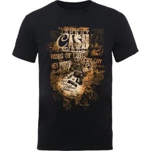 Image of Johnny Cash - Guitar Song Titles Mens XX-Large T-Shirt - Black