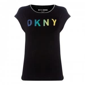 Image of DKNY Rainbow Logo T Shirt - Black