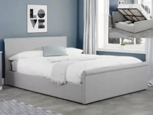 Image of Birlea Stratus 4ft Small Double Grey Upholstered Fabric Ottoman Bed Frame
