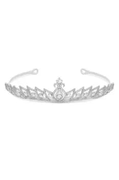 Image of Rhodium Plated Cubic Zirconia Tiara - Gift Pouch
