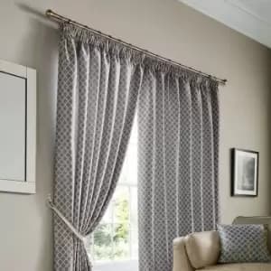 Image of Jacquard Curtains Pencil Pleat Fully Lined, Latte, 90 x 90 - Latte - Alan Symonds