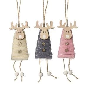 Image of Wooden Hanging Reindeer (Set of 3)