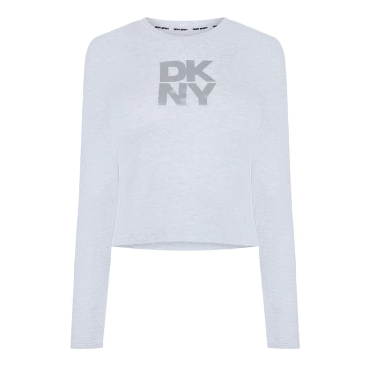 Image of DKNY Logo Long Sleeve T-Shirt - Grey Grey 8