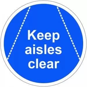 Image of Keep Aisles Clear Floor Graphic adheres to most smooth clean flat