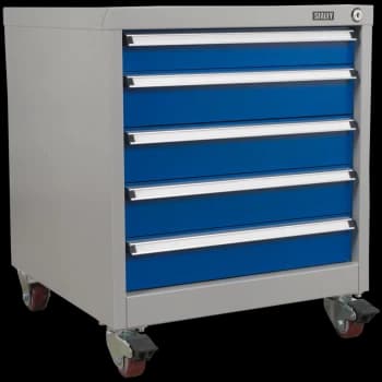 Image of Sealey Premier Industrial Mobile Cabinet 5 Drawer Blue / Grey