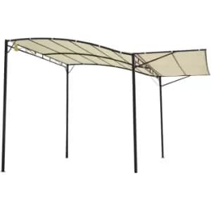 Image of Metal Gazebo Awning Wall Mount Canopy Sunshade Outdoor Shelter Cream White - Outsunny