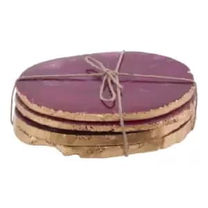Image of Set of 4 Agate Coasters with Gold Finish
