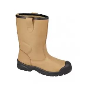 Image of Grafters Mens Scuff Toe Cap Safety Leather Rigger Boots (8 UK) (Tan)