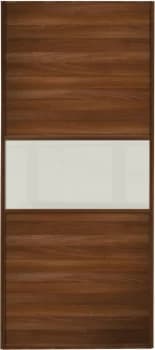 Image of Wickes Sliding Wardrobe Door Fineline Walnut Panel and Soft White Glass - 2220 x 914mm