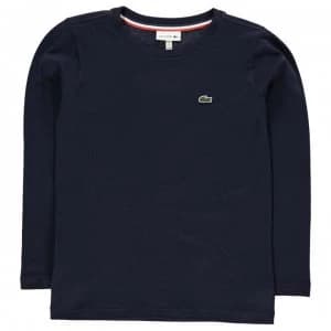 Image of Lacoste Junior Boys Basic Long Sleeve T Shirt - Navy