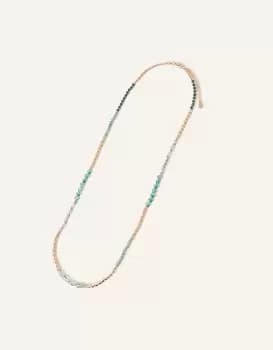 Image of Accessorize Womens Gold and Green Beaded Longline Necklace, Size: One Size