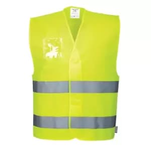 Image of Portwest Dual ID Holder Class 2 Hi Vis Waistcoat Yellow 2XL / 3XL