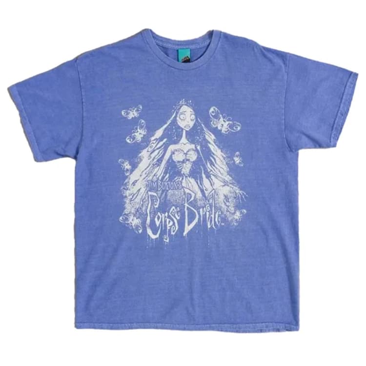 Image of Corpse Bride Mens Butterfly Vintage Wash T-Shirt in Purple Size: Medium Purple Male M