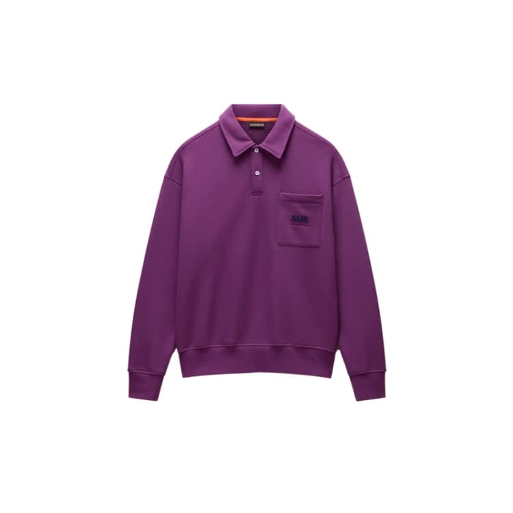 Image of Polo collar sweatshirt in French Terry Napapijri Miraat Violet Male XS
