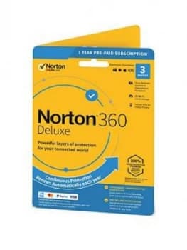Image of Norton Norton 360 Deluxe 25GB In 1 User 3 Device 12Mo Std Ret Enr Card Dvdslv