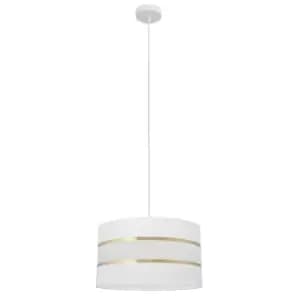 Image of Helen Cylindrical Pendant Ceiling Light White, Gold 35cm